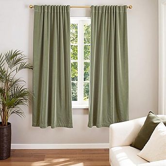 Velvet Blackout Curtains, 2 Panels Thermal, Super Soft Luxury Drapes, Rod Pocket.