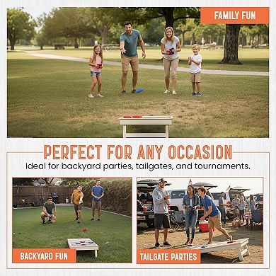 2'x4' Solid Wood Outdoor Cornhole Board Set - Includes (2) Boards & (8) Resin Filled Bags
