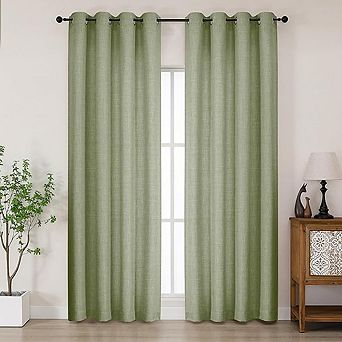 84" Curtains, 2 Panels Light-Filtering Faux Linen, Soft & Textured, Modern Privacy for