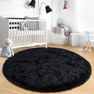 Round Fluffy Shag Area Rug, Soft Plush Carpet for Kids Room