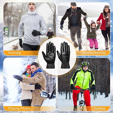 Unisex Genuine Leather Motorcycle Gloves Driving Riding Gloves Water Resistant