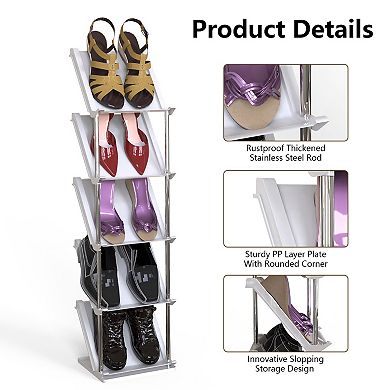 8-Tier Vertical Shoe Rack Narrow Stackable Storage Organizer