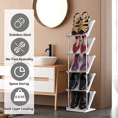 8-Tier Vertical Shoe Rack Narrow Stackable Storage Organizer