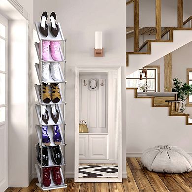 8-Tier Vertical Shoe Rack Narrow Stackable Storage Organizer