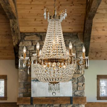 Classic Elegance 12-Light Antique Bronze Empire Crystal Chandelier