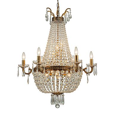 Classic Elegance 12-Light Antique Bronze Empire Crystal Chandelier