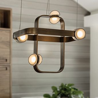 8-Light Modern Geometric Kitchen Island LED Chandelier Unique Antique Copper Dining Room Pendant