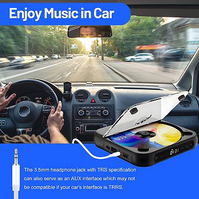 Rechargeable Mini Bluetooth CD Player with Headphones for Car Travel
