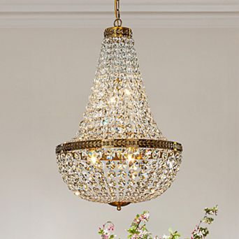 4-Light W 18 in Vintage And Glam Crystal Basket Chandelier in Antique Gold