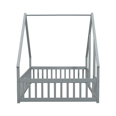 Whisen House Floor Bed with Fence & Guardrails