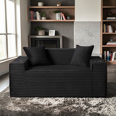 Lufeiya 2 Seater Boneless Sofa, Corduroy Couch Loveseat with Pocket Spring Support, No Assembly