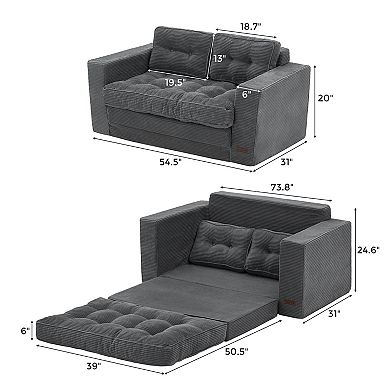 MAXYOYO Convertible Sofa Bed, Pull Out Loveseat Sleeper Sofa, 2 in 1 Folding Couch Bed