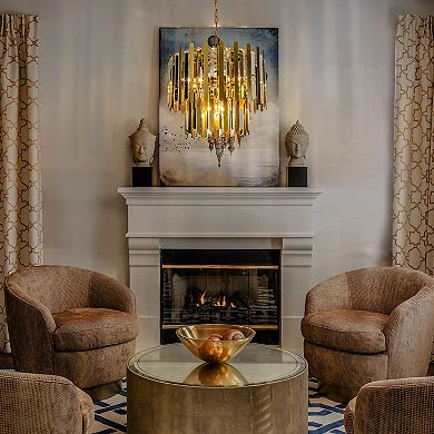 10-Light Modern Contemporary Gold Stainless Steel Tiered Crystal Chandelier