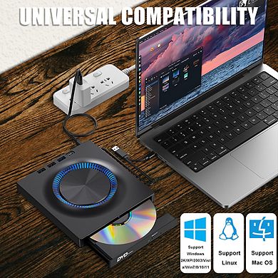 External Blu-Ray Drive with Multiple Ports, DVD and CD Burner, Reader, Writer fucntion for PC