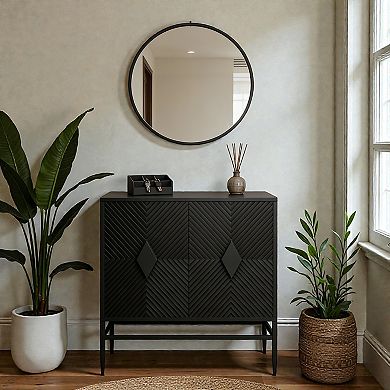 Lufeiya 31.5" 2-Door Storage Cabinet with Adjustable Shelf, Metal Legs