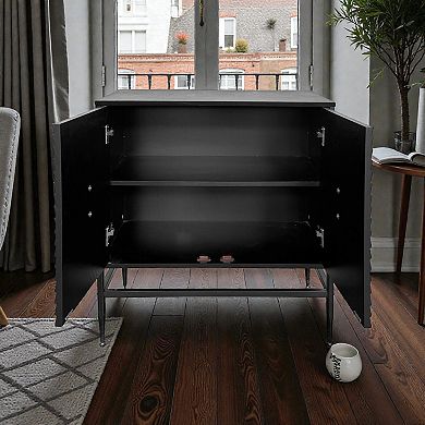 Lufeiya 31.5" 2-Door Storage Cabinet with Adjustable Shelf, Metal Legs