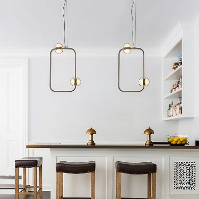 4-Light Modern Geometric Kitchen Island LED Chandelier Unique Antique Copper Conner LED Pendant