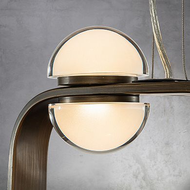 4-Light Modern Geometric Kitchen Island LED Chandelier Unique Antique Copper Conner LED Pendant