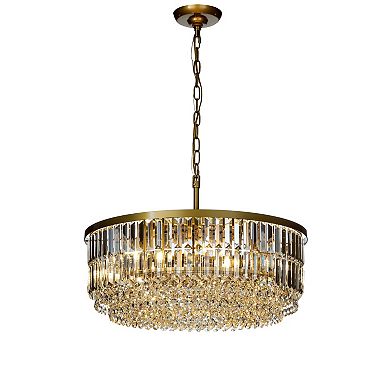 5 Lights 24" Modern Glam Gold Round Chandelier With Clear Crystal