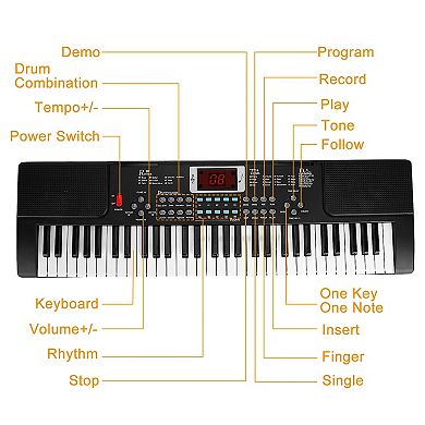 61-Key Digital Piano with Stand & Mic