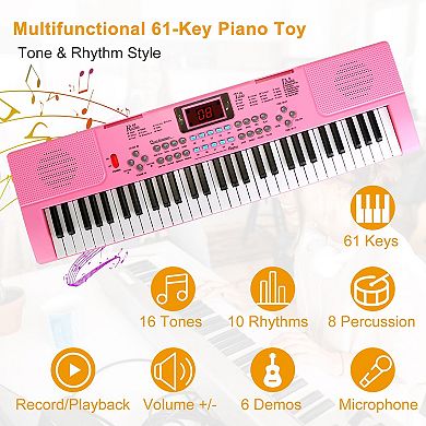 61-Key Digital Piano with Stand & Mic
