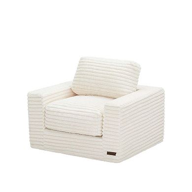 MAXYOYO Bean Bag Chair, Striped Faux Fur Upholstered Floor Sofa with Pillows and Armrests