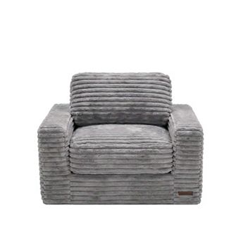 MAXYOYO Bean Bag Chair, Striped Faux Fur Upholstered Floor Sofa with Pillows and Armrests