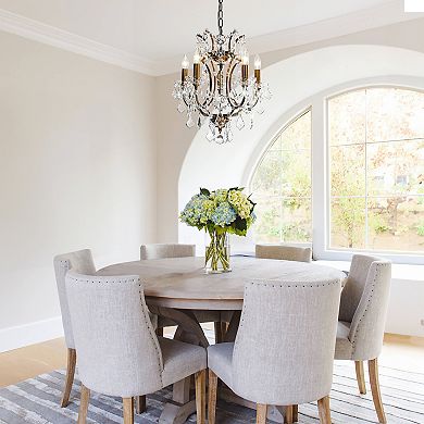 18'' 5-Light Classic/Traditional Lighting Fixture Antique Gold Glam Crystal Chandelier