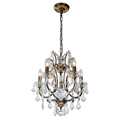 18'' 5-Light Classic/Traditional Lighting Fixture Antique Gold Glam Crystal Chandelier