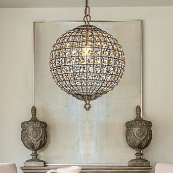 W12 in Retro Antique Gold Globe Chandelier Small Crystal Vintage Chandelier Cage-Style Shade