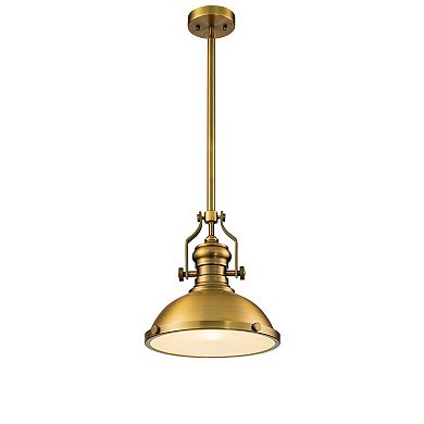 1-Light 13" Modern Industrial Antique Brass Single Dome Pendant Light For Kitchen Island