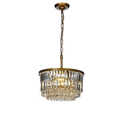 3 Lights 16" Modern Glam Gold Round Chandelier With Clear Crystal