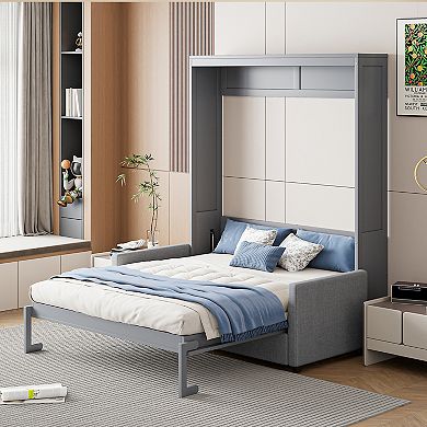 Whisen Full Size Murphy Bed Wall Bed, Folded into a Sofa with Cushion