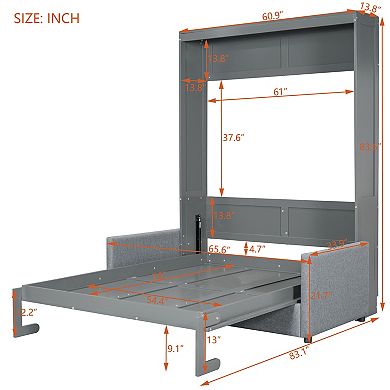 Whisen Full Size Murphy Bed Wall Bed, Folded into a Sofa with Cushion