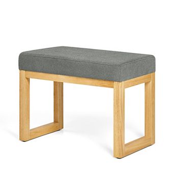 Lufeiya Solid Wood Shoe Bench with Cushioned Seat, Small Space Entryway Changing Stool