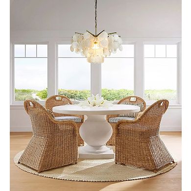 4-Light 22" Cone Shape 4-Tier Coastal Capiz Shells Chandelier With Antique Gold Metal