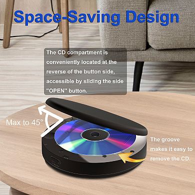 Bluetooth Portable CD Player with Outlet Speaker and Display, Support USB MP3 AUX