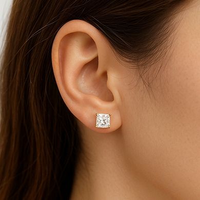 14K Yellow Gold Square Cut Earrings