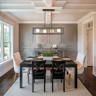 4-Light Matte Black Bubble Chandelier Square/Rectangle Industrial Light Fixrures for Dining Room