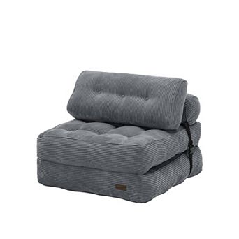 MAXYOYO Corduroy Folding Sofa Bed, Convertible Sleeper Couch with Pillow and Back Support