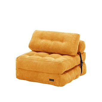 MAXYOYO Corduroy Folding Sofa Bed, Convertible Sleeper Couch with Pillow and Back Support