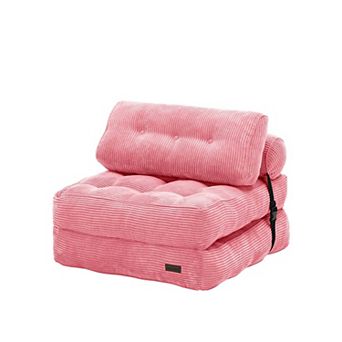 MAXYOYO Corduroy Folding Sofa Bed, Convertible Sleeper Couch with Pillow and Back Support