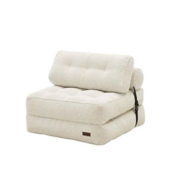 MAXYOYO Corduroy Folding Sofa Bed, Convertible Sleeper Couch with Pillow and Back Support