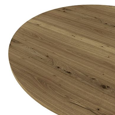 Lufeiya 35.43" Round Dining Table for 2 or 4 People, Adjustable Feet