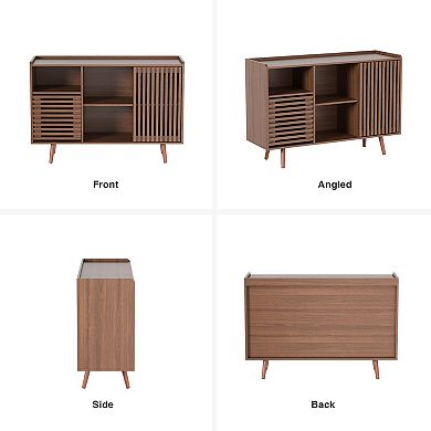 47.2" Mid-Century Buffet Cabinet, Coffee Bar Sideboard with Doors & Storage for Dining Room