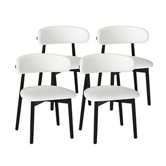 Mid-Century Modern Dining Room Chairs Armless Side Chairs with Backrest Wooden Legs for Dining Room