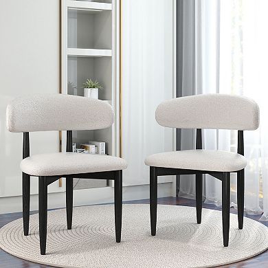 Mid-Century Modern Dining Room Chairs Armless Side Chairs with Backrest Wooden Legs for Dining Room