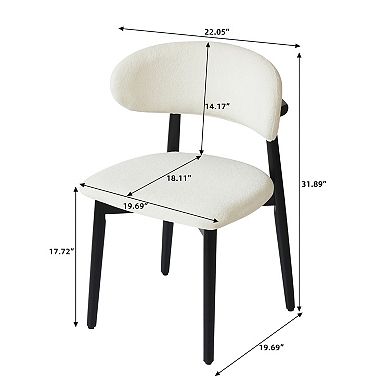 Mid-Century Modern Dining Room Chairs Armless Side Chairs with Backrest Wooden Legs for Dining Room