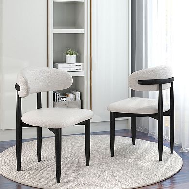 Mid-Century Modern Dining Room Chairs Armless Side Chairs with Backrest Wooden Legs for Dining Room