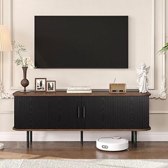 55"W Fluted TV Stand Buffet Sideboard Cabinet for 60" TVs with Doors & Storage for Living Room